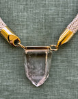 Image of Babi necklace by Dorow Collection. Smoky Quartz pendant on a golden cord.