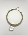 Lola | Natural Clear Quartz Pendant on Woven Metallic Cord