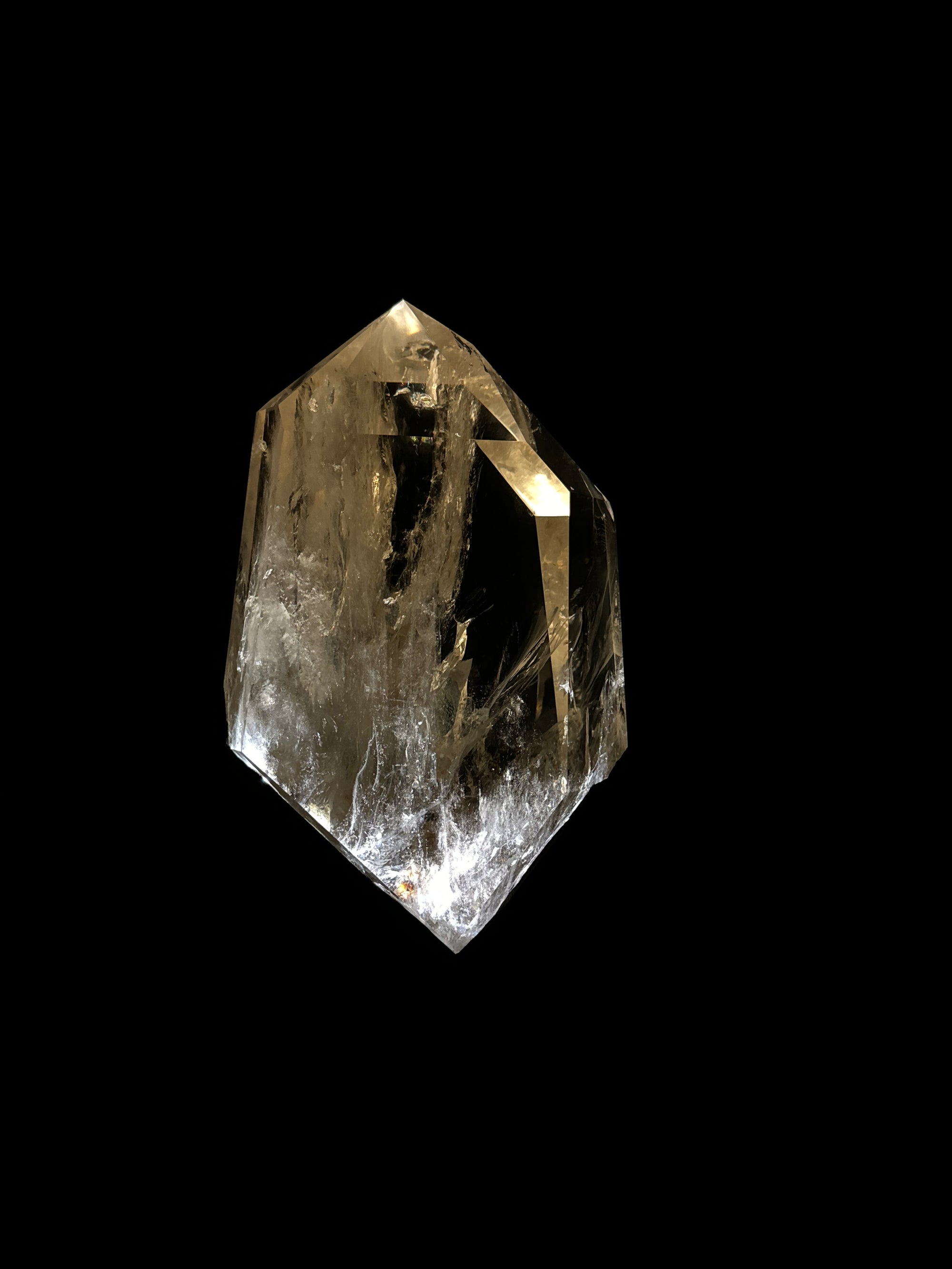 Double Terminated Citrine point on lighted custom stand 